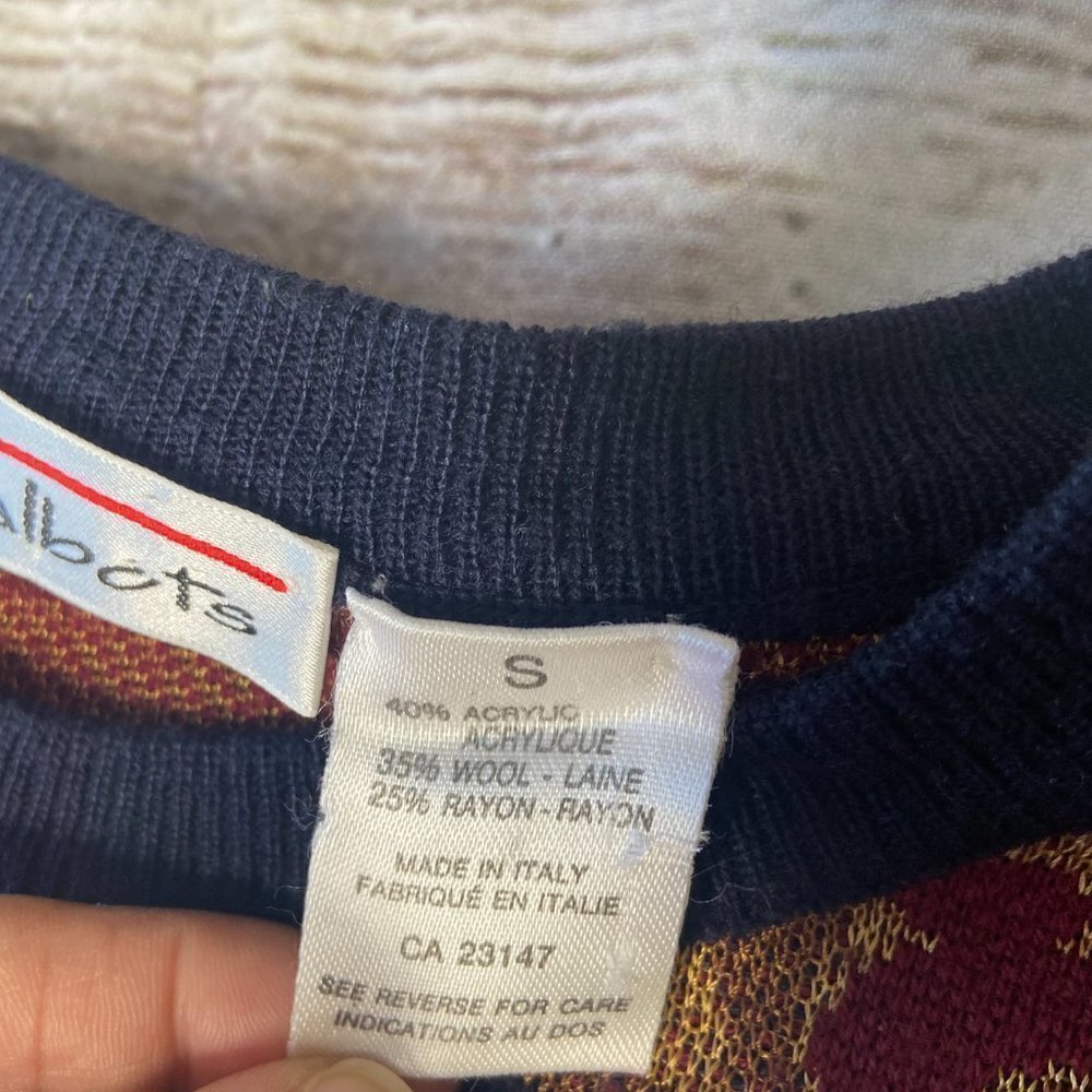Talbots Vintage Fleur de Lis Crewneck Sweater Size S - Picture 2 of 7